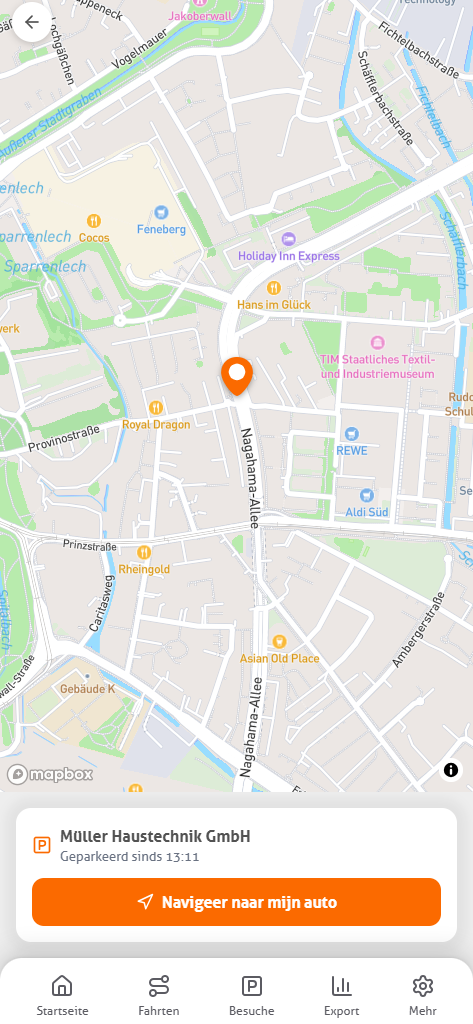 Bildschirm &bdquo;wo steht dein Auto&ldquo; in der MoveJack-App