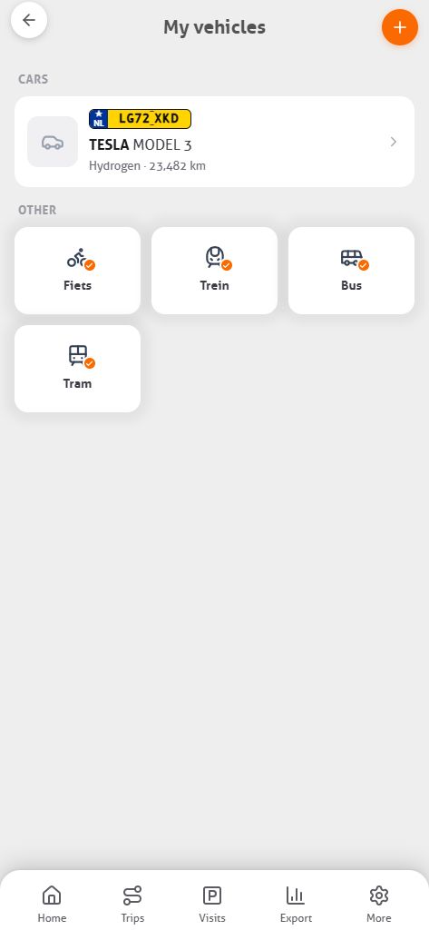 Vehicle overview in the MoveJack app