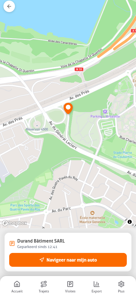 L’écran « où est votre voiture » dans l’application MoveJack