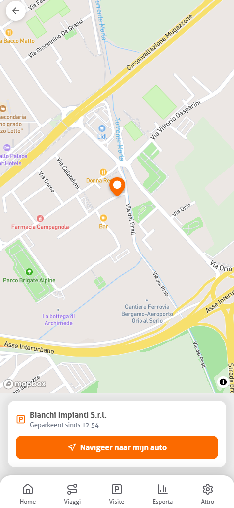 La schermata «dov’è la tua auto» nell’app MoveJack