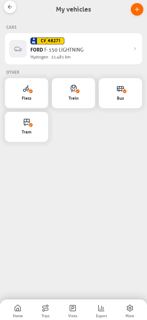 Vehicle overview in the MoveJack app